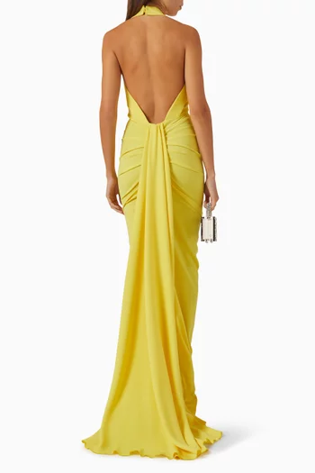 فستان سهرة بظهر مكشوف كريب