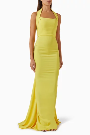 فستان سهرة بظهر مكشوف كريب