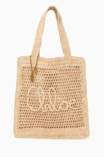 Summer Banana Tote Bag in Raffia