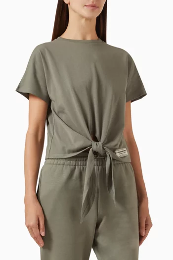 Knot Front T-shirt in Cotton Jersey