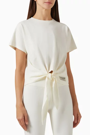 Knot Front T-shirt in Cotton Jersey