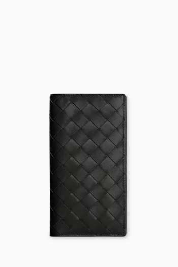 Slim Long Wallet in Intrecciato Leather
