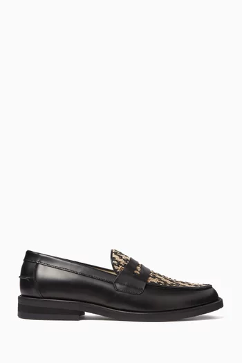 Wilde Rattan Penny Loafers in Leather
