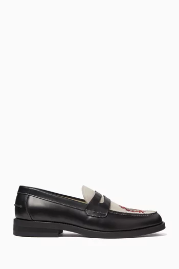 Wilde Fire Tiger Penny Loafers in Leather