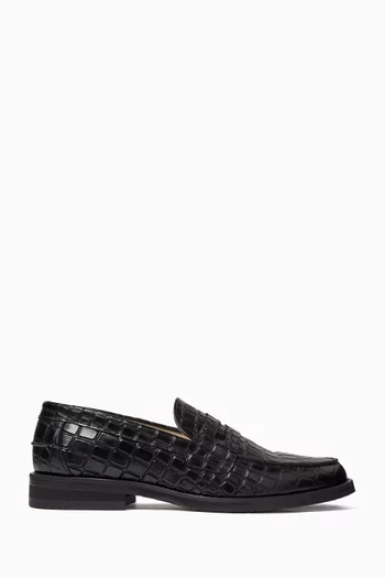 Wilde Penny Loafers in Croc-embossed Leather