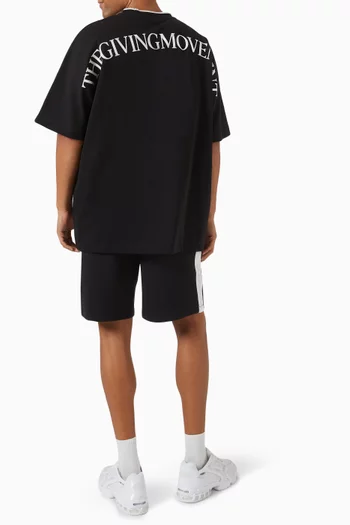 تي شيرت فضفاض بطبعة مقوسة مزيج قطن عضوي