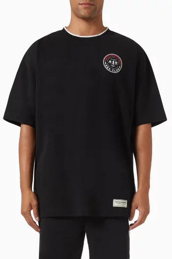 تي شيرت فضفاض بطبعة مقوسة مزيج قطن عضوي