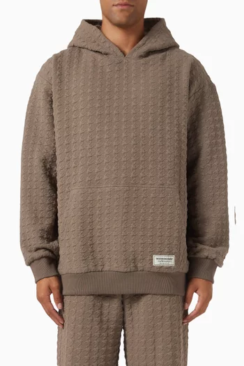 Oversized Jacquard Lounge Hoodie in Organic Cotton-blend