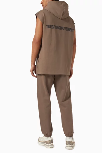 Sleeveless Hoodie in Organic Cotton-blend