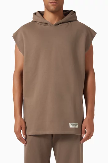 Sleeveless Hoodie in Organic Cotton-blend