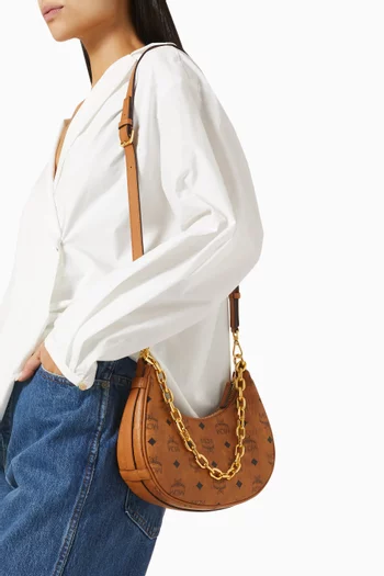 Aren Visetos Crescent Hobo Shoulder Bag in Coated-canvas