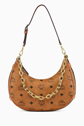Aren Visetos Crescent Hobo Shoulder Bag in Coated-canvas