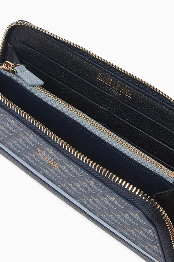 Etendard Zipped Long Wallet in Scale Canvas & Leather