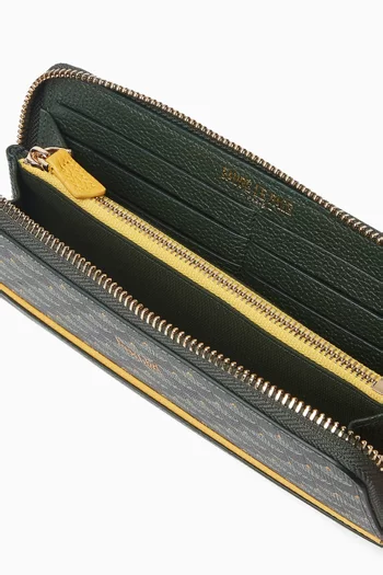 Etendard Zipped Long Wallet in Scale Canvas & Leather