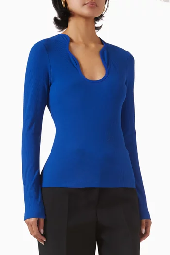 Long-sleeved Top in Rib-knit