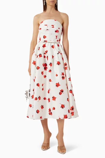 Floral-print Midi Dress in Taffeta