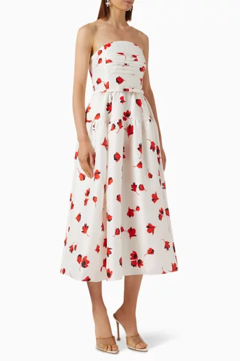 Floral-print Midi Dress in Taffeta