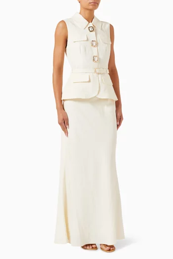 Belted Maxi Dress in Viscose Blend