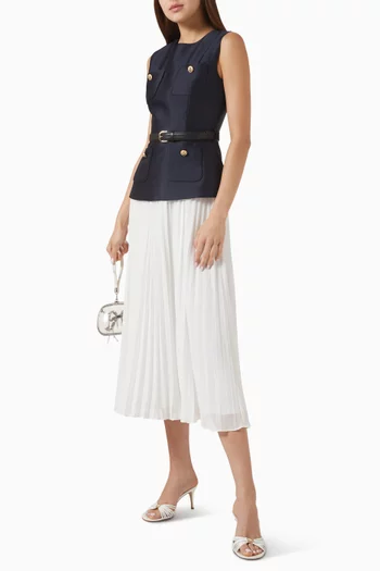 Belted Midi Dress in Taffeta & Chiffon