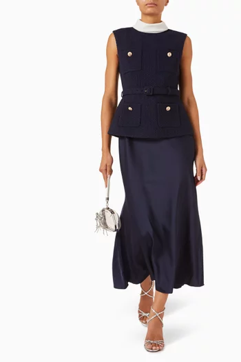 Belted Midi Dress in Bouclé