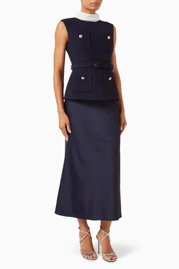 Belted Midi Dress in Bouclé