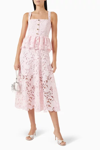 Peplum Midi Dress in Lace