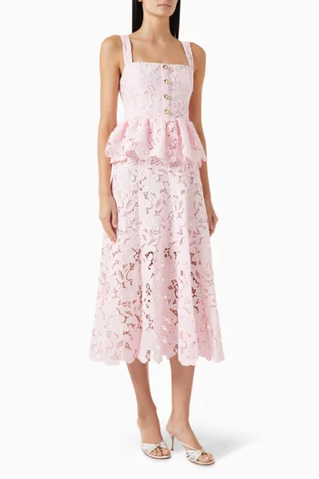 Peplum Midi Dress in Lace