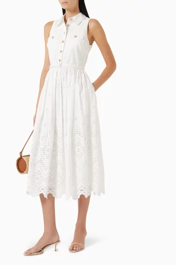 Broderie Anglaise Midi Dress in Cotton