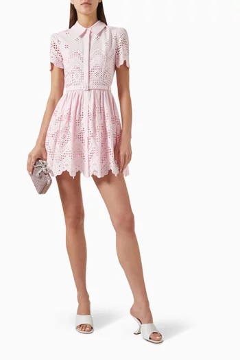 Broderie Anglaise Mini Dress in Cotton