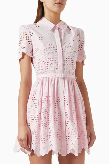 Broderie Anglaise Mini Dress in Cotton