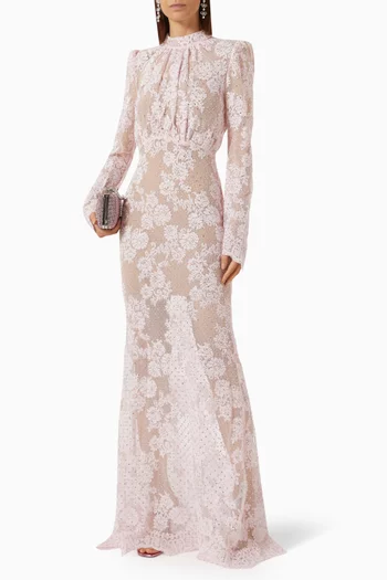 Rhinestone-embellished Dress in Lace
