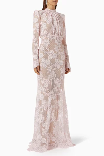 Rhinestone-embellished Dress in Lace