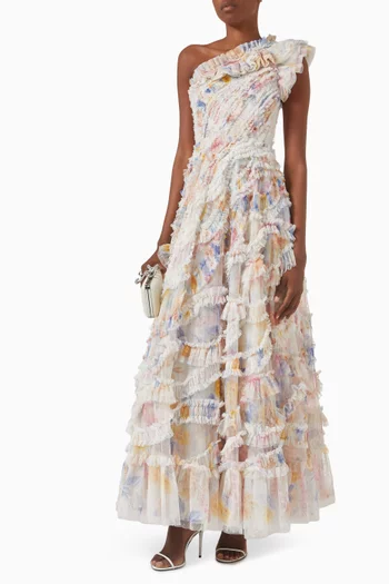 Mariannes Floral Aaliyah One-shoulder Ballerina Dress
