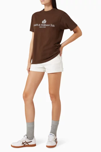 تي شيرت بطبعة بشعار Health & Wellness‏ قطن