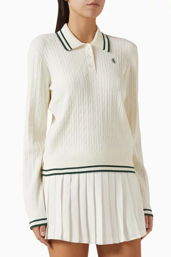 تي شيرت بولو مطرز بشعار SRC‏ نسيج فيسكوز