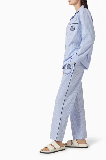 بنطال بيجاما مطرز بشعار NY‏ قطن بوبلين