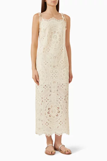 Rhiannon Embroidered Dress in Cotton