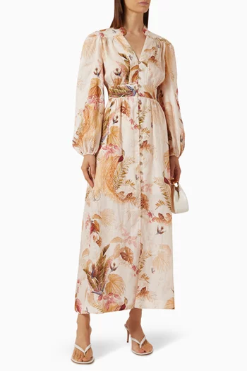 Ascension Plunge Midi Dress in Cotton