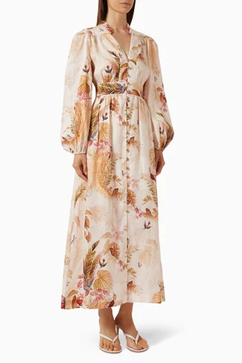 Ascension Plunge Midi Dress in Cotton