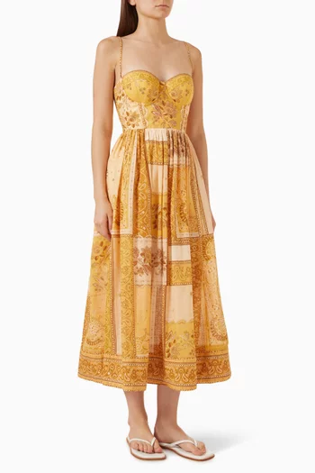 Lucky Corset Midi Dress in Cotton