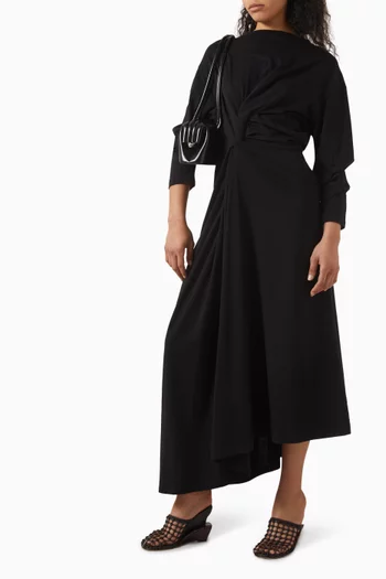 Knotted Midi Dress in Cotton Jersey