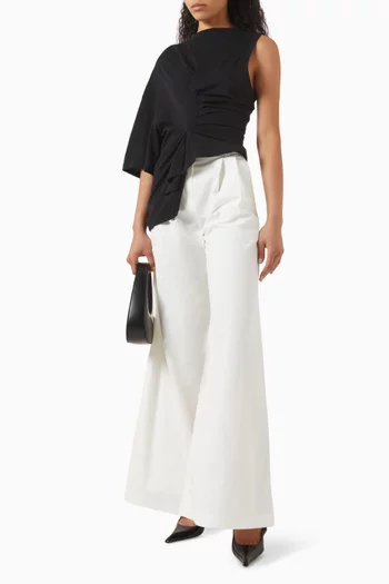 Knotted One-sleeve Top in Cotton Jersey