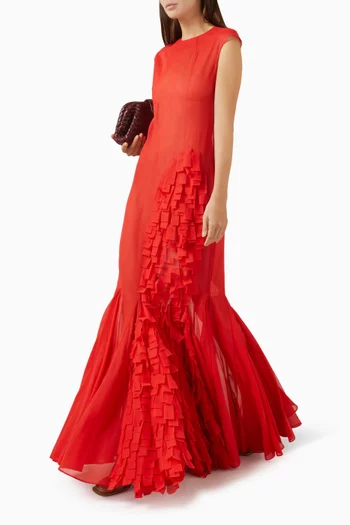 Godet Ruffle Gown in Cotton Organza