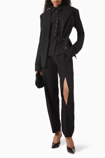 Vertical Slit Pants in Wool-blend