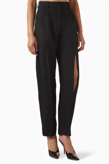 Vertical Slit Pants in Wool-blend