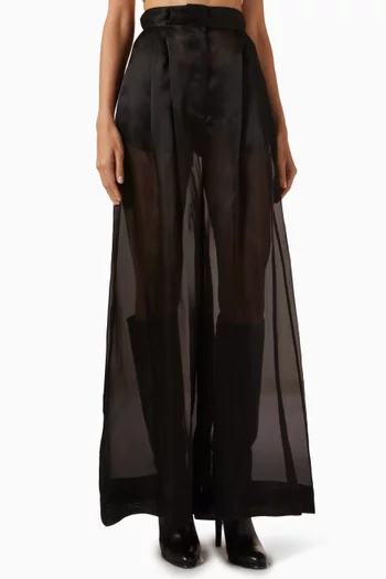 Sheer Wide-leg Pants in Organza