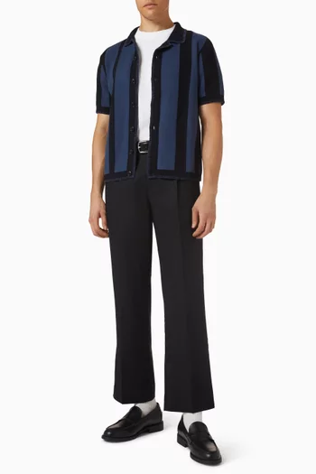 بنطال بقصة ساقين واسعتين كتان وقطن