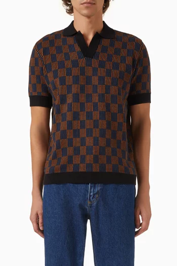 Martini Polo Shirt in Checkerboard Knitted Cotton