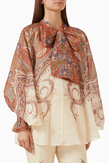 Rhiannon Tie-neck Blouse in Ramie