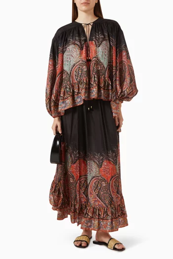 Rhiannon Ruffle Billow Blouse in Silk